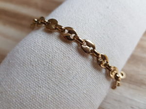 bracelet grain de café en acier doré
